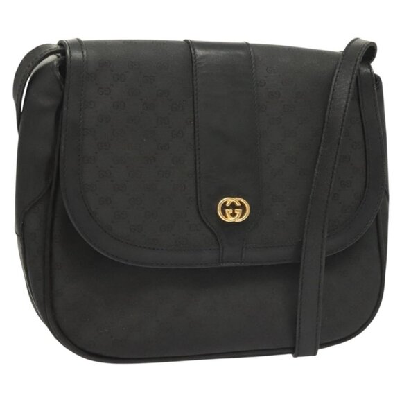 GUCCI Micro GG Supreme Shoulder Bag PVC Black Gold 001 41 4425 Auth ep9569 - Picture 1 of 16